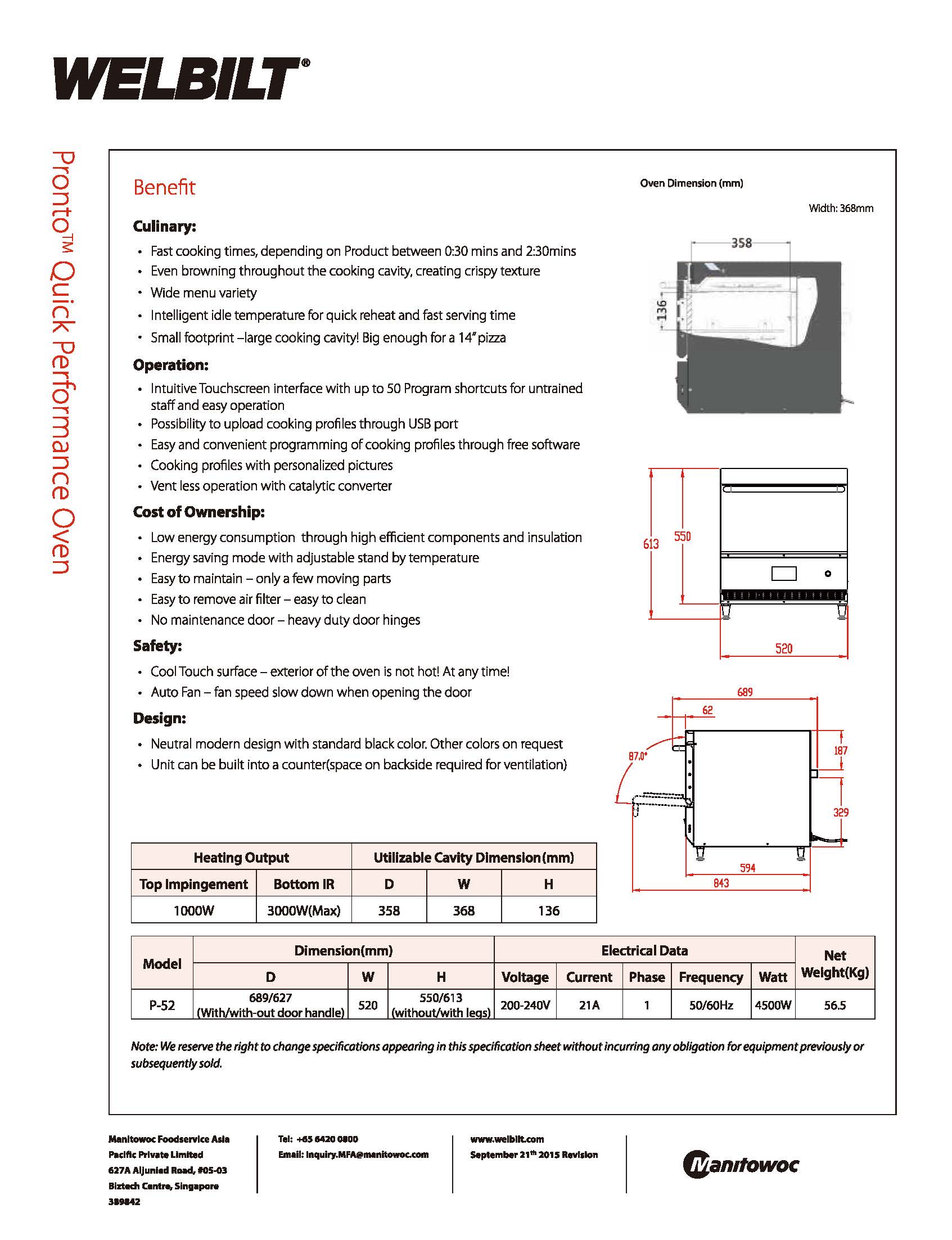 Welbilt Pronto Spec sheet Oven English_V7_頁面_2